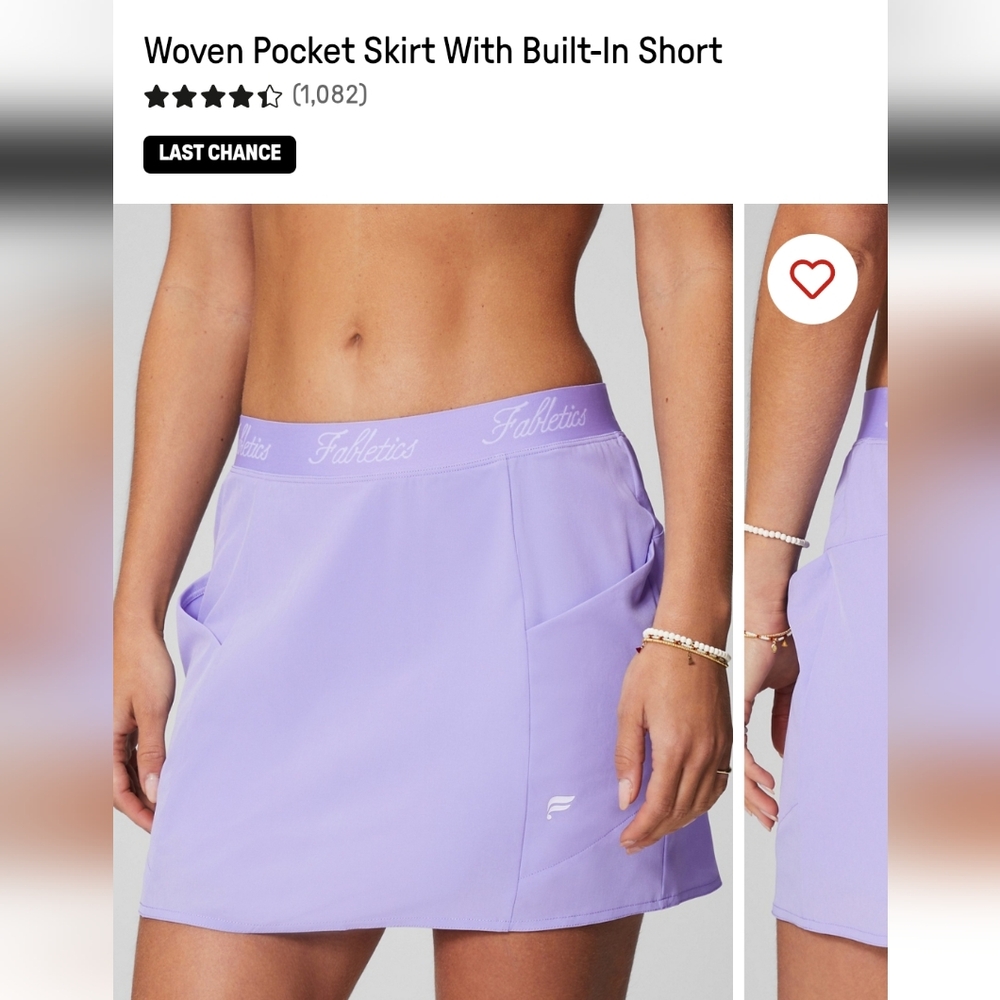 NEW Fabletics Pocket Skirt With Built-In Short, size L